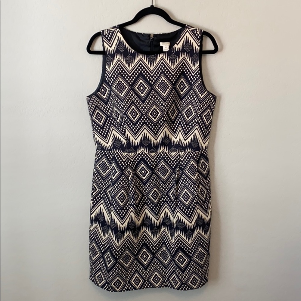 J. Crew Black Tan Sleeveless Aztec Print Dress